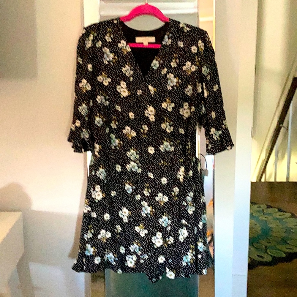 Polka dot floral Loft romper.